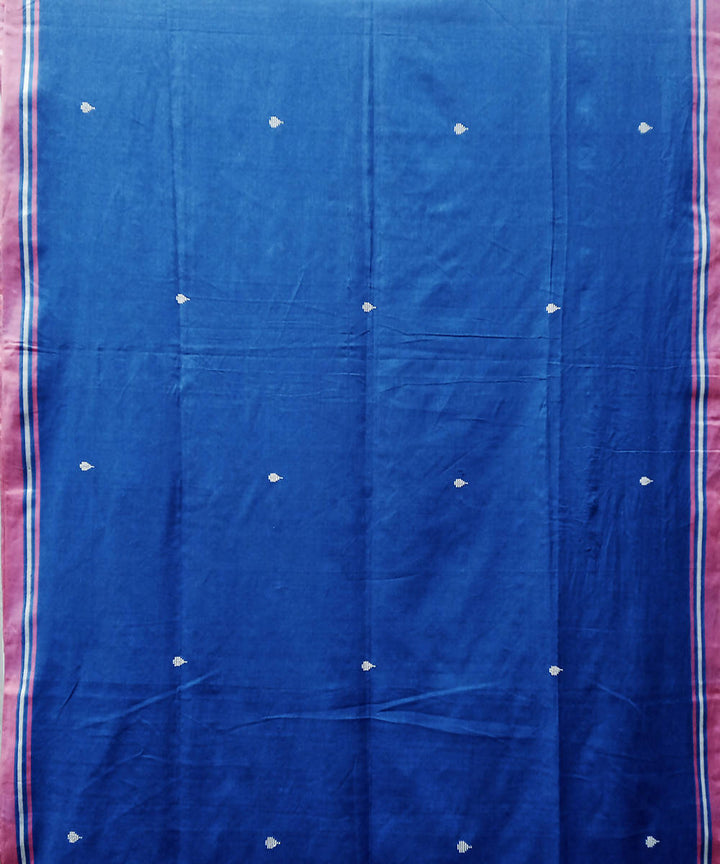 Blue handwoven extra weft cotton saree