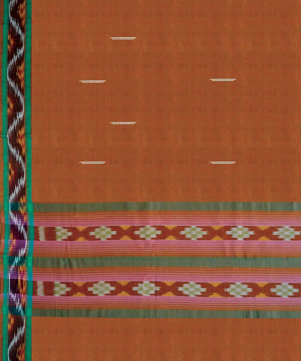 Coconut brown handwoven madurai cotton tie dye saree