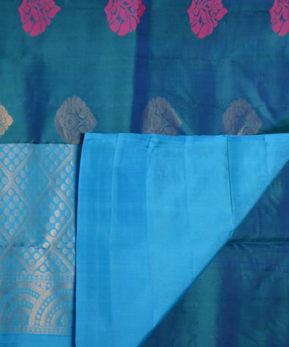 Rama Blue Handloom Soft Silk Saree