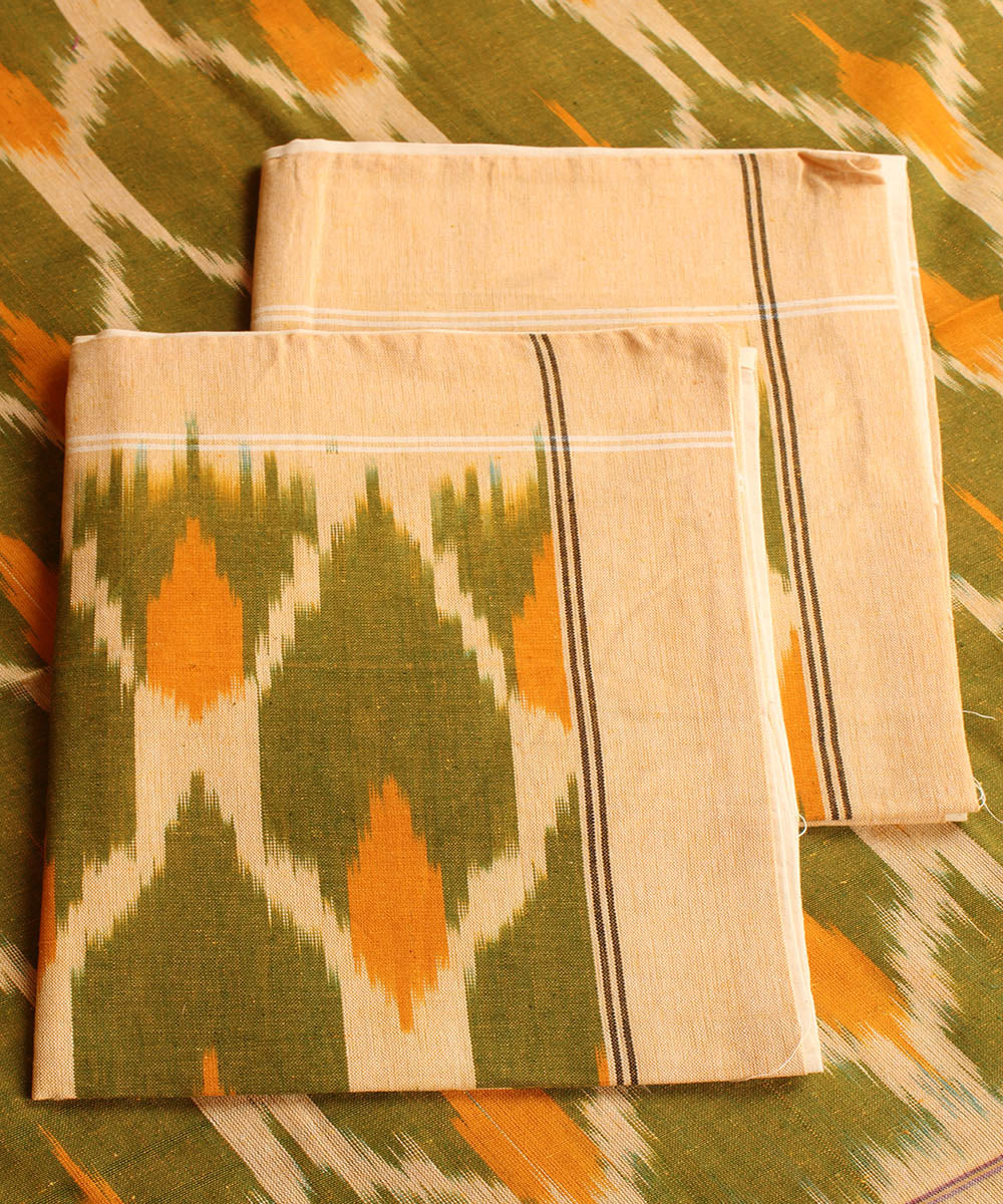 Olive green cotton handloom pochampally ikat bedsheet