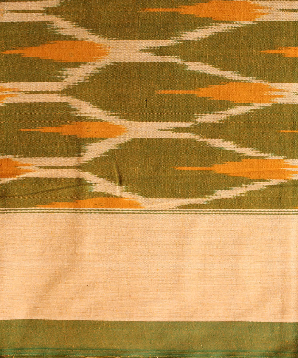 Olive green cotton handloom pochampally ikat bedsheet