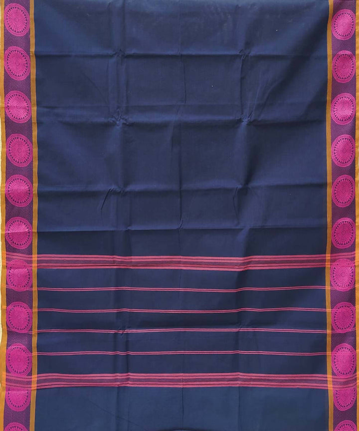 Navy blue tamil nadu handwoven cotton saree