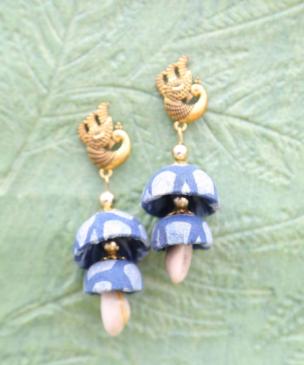 Indigo peacock earrings