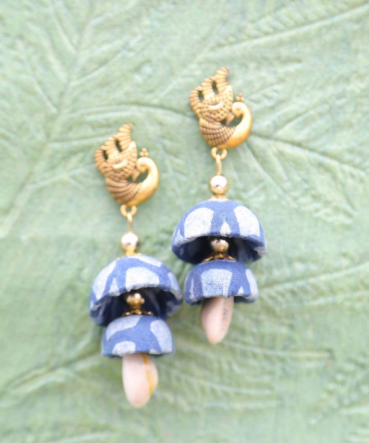 Indigo peacock earrings