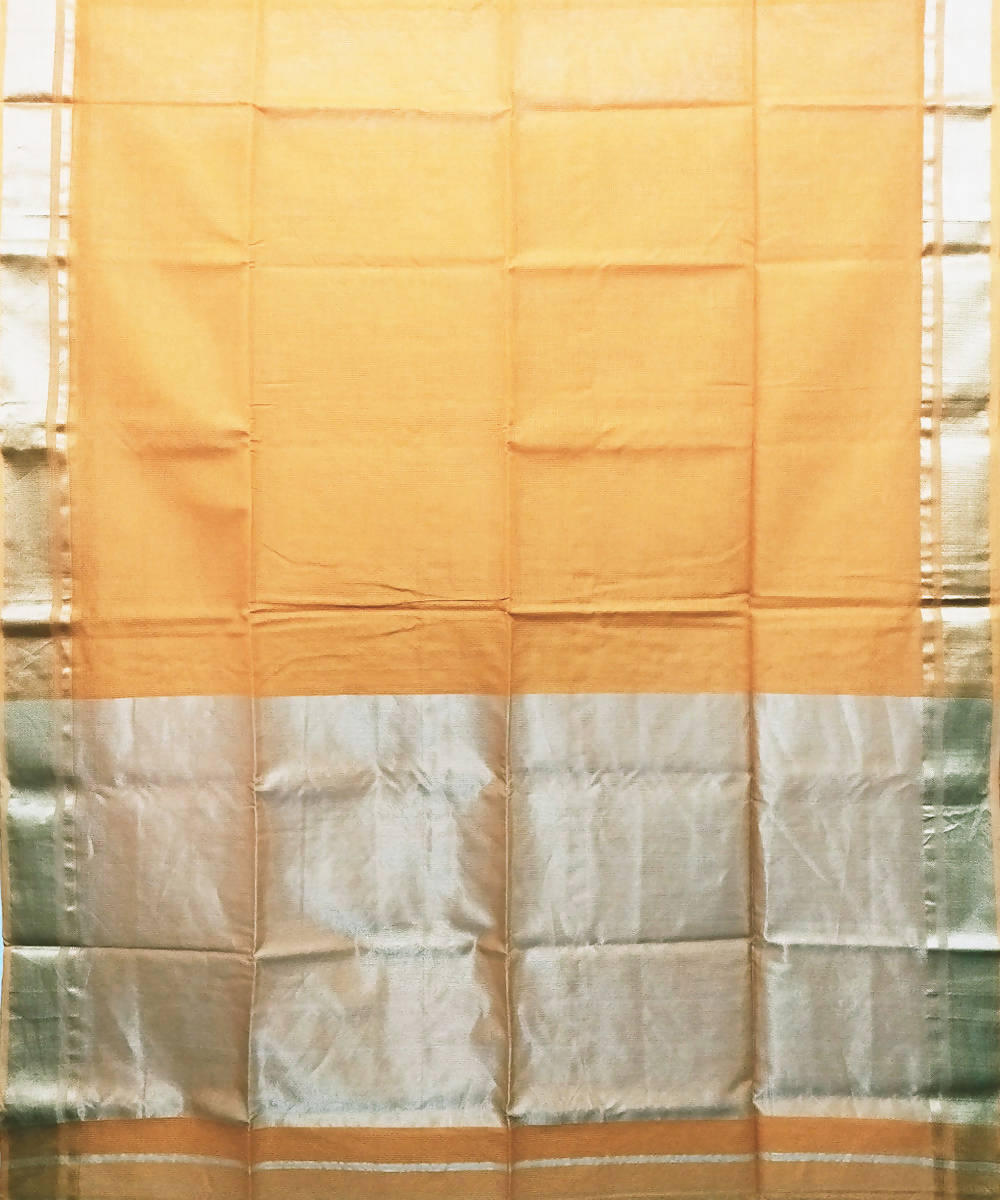 Amber yellow handwoven cotton silk maheshwari saree