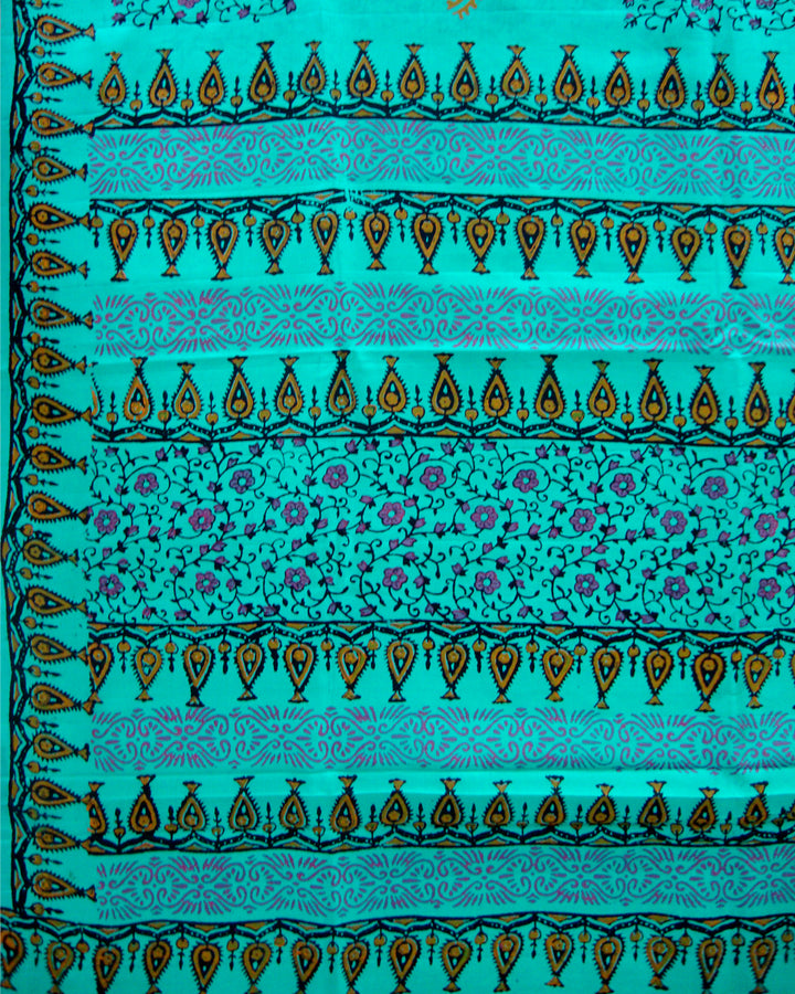 Printed Pure Silk Saree Grenish Blue