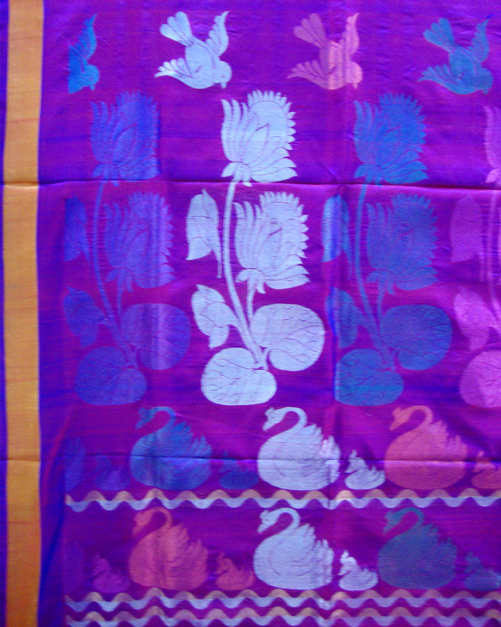 Pure Silk Venkatagiri ANE Design Saree Pink and Blue