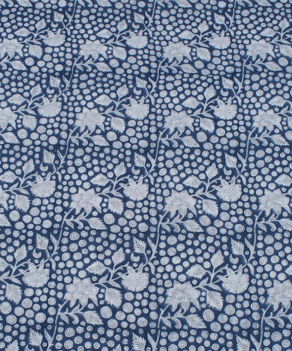 Handblock Dabu Print Cotton Indigo Fabric
