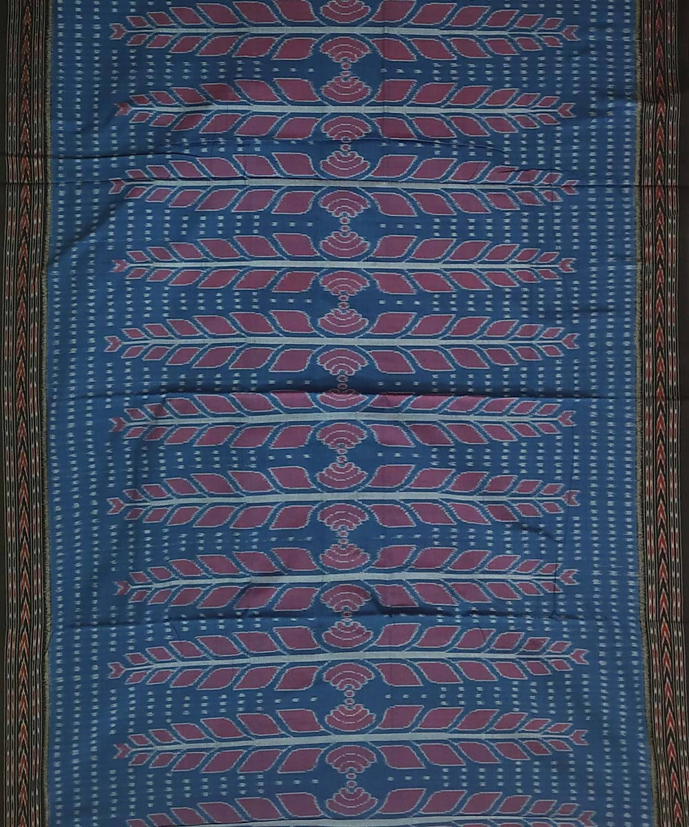 Celadon blue black handloom cotton ikat nuapatna saree