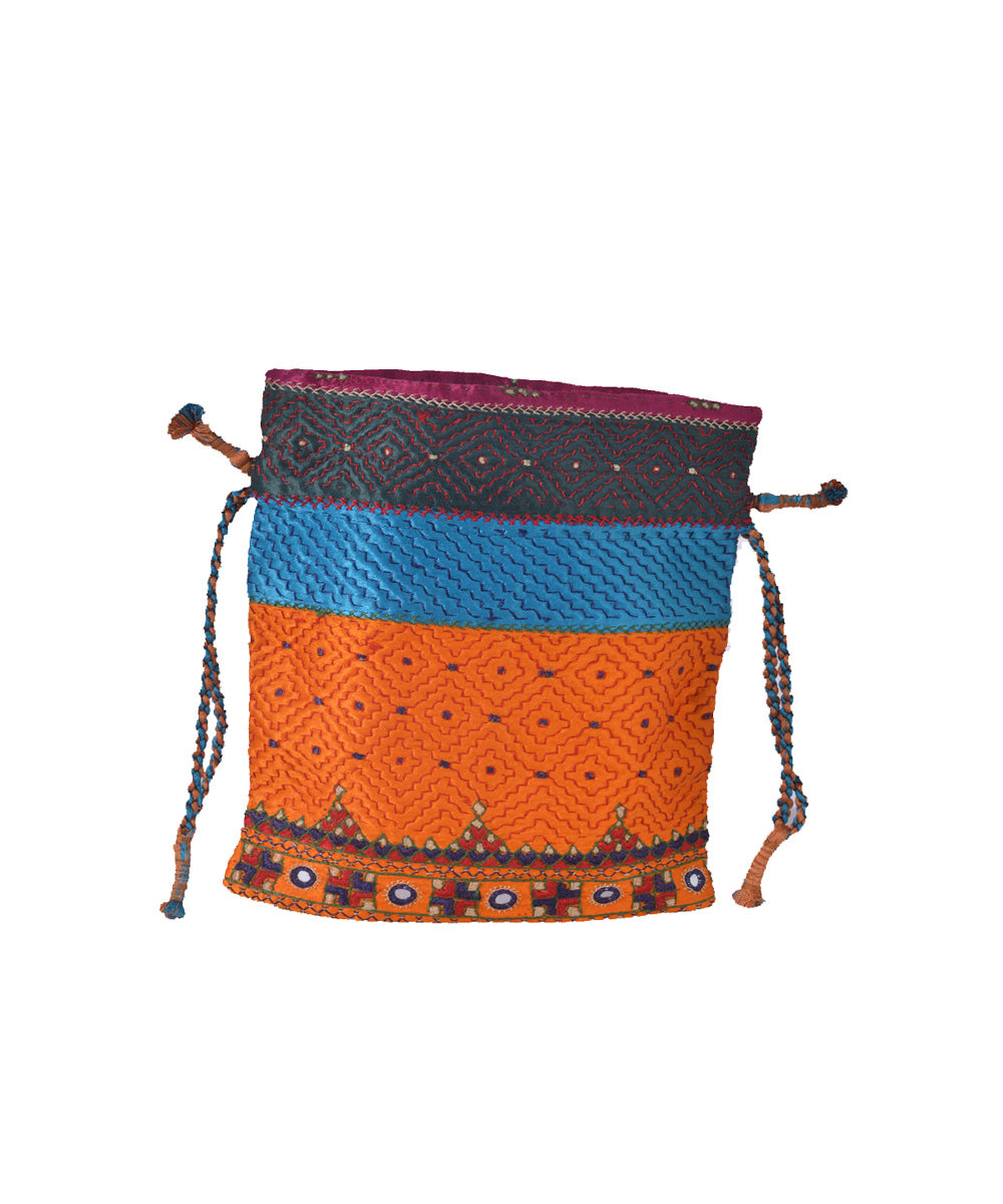 Multi color hand embroidery mashroo potli