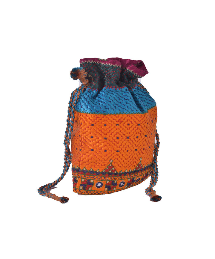 Multi color hand embroidery mashroo potli
