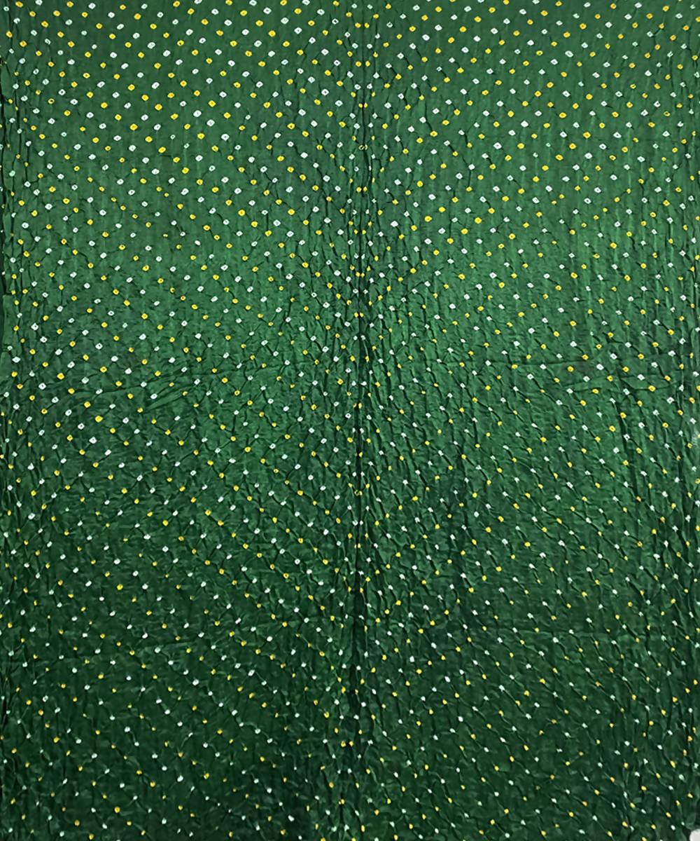Green handcrafted tie dye bandhani silk saree