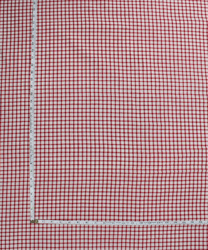 handloom white red checks cotton fabric