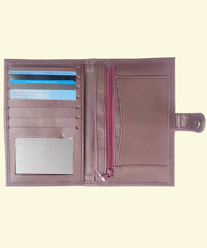 Blue Art leather with ikat cotton Kalamkari Ikkat Wallet