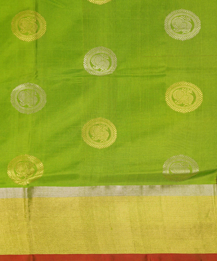 Green Handwoven Venkatagiri Silk Saree Patli Pallu