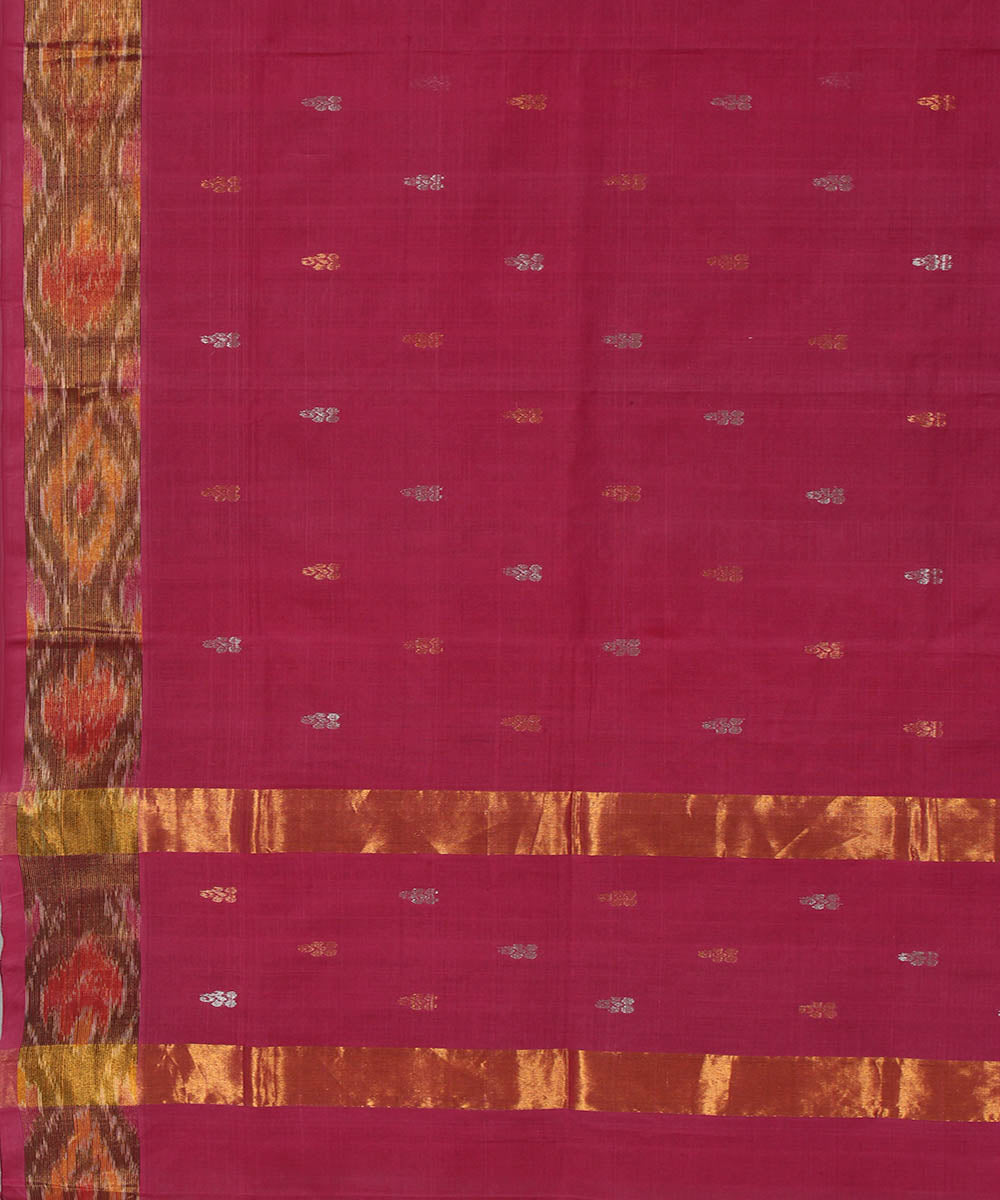 Dark pink cotton handwoven venkatagiri saree