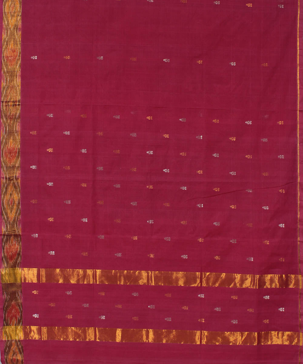 Dark pink cotton handwoven venkatagiri saree