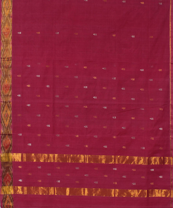 Dark pink cotton handwoven venkatagiri saree