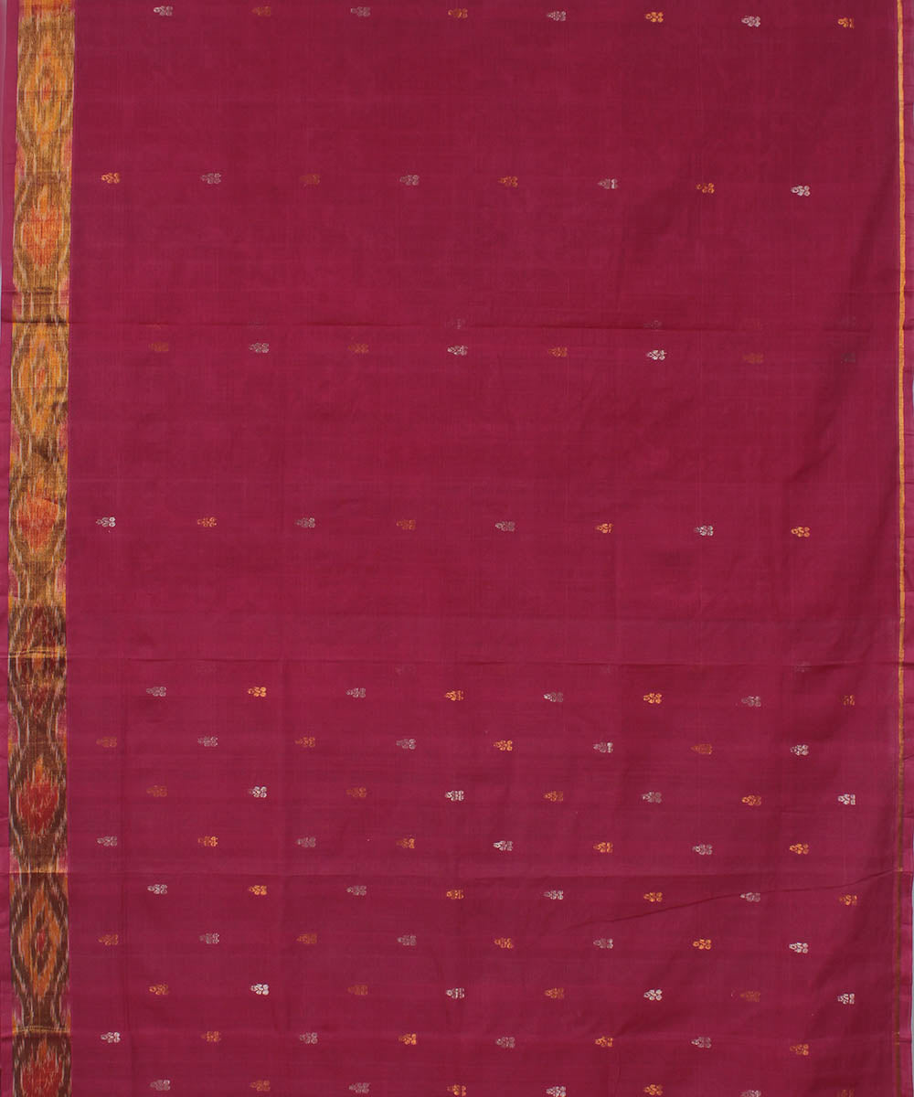 Dark pink cotton handwoven venkatagiri saree