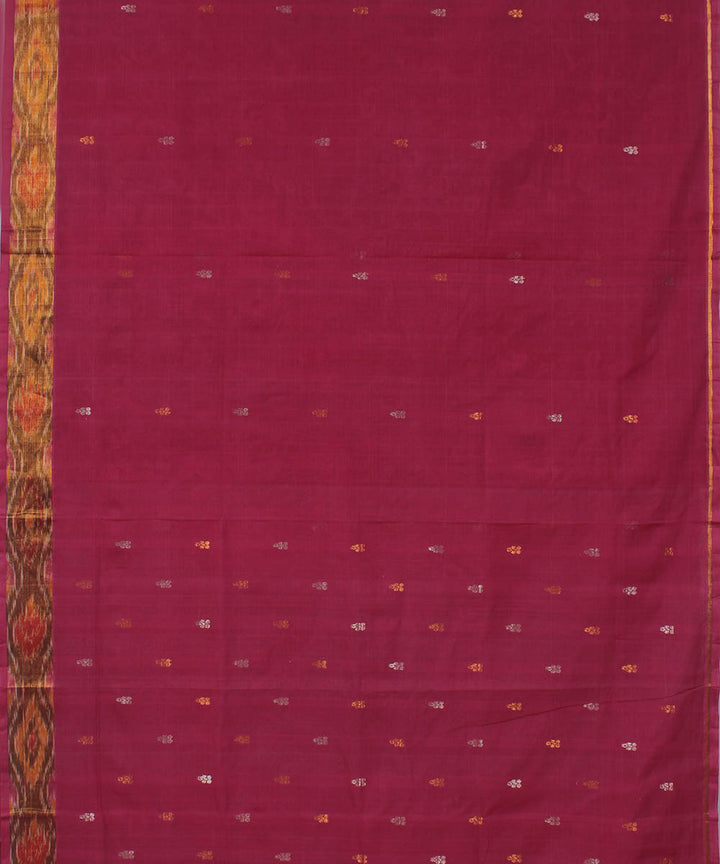 Dark pink cotton handwoven venkatagiri saree