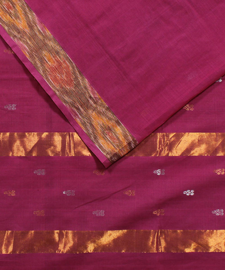 Dark pink cotton handwoven venkatagiri saree