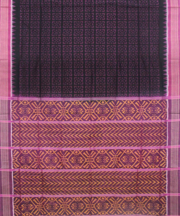 Black Purple Sambalpuri Cotton Handloom Saree