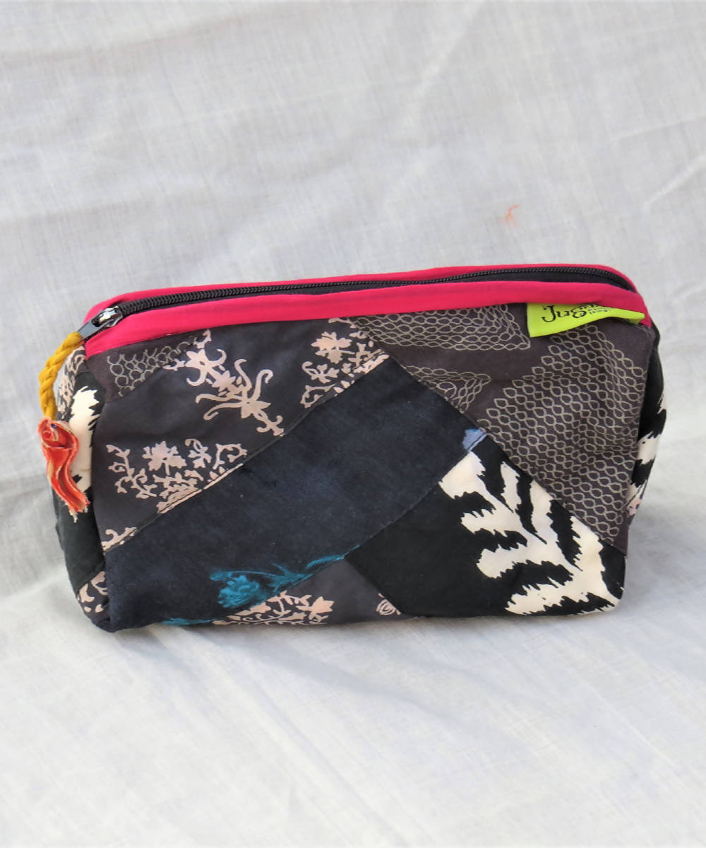 Black multicolor handmade cotton katran pouch