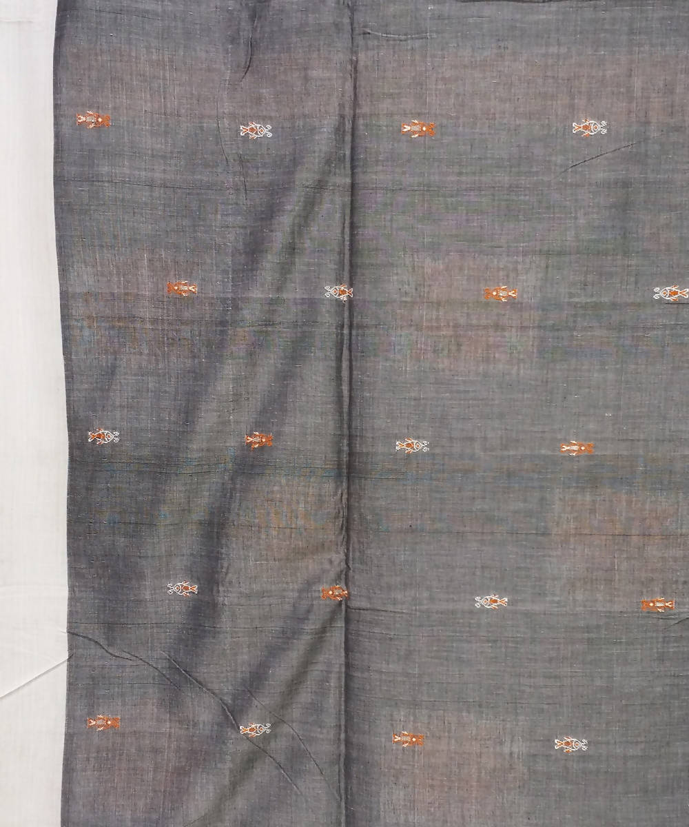 Black Cream Handwoven Handspun Cotton Saree