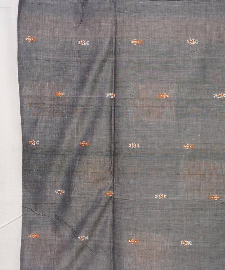 Black Cream Handwoven Handspun Cotton Saree