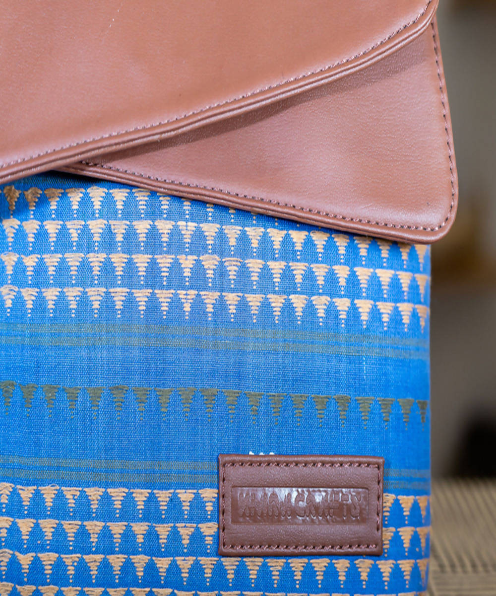 Blue brown Handwoven Cotton Sling Bag