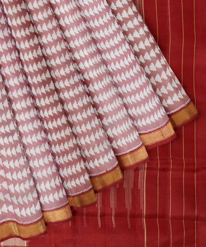 Red white handwoven patola silk saree