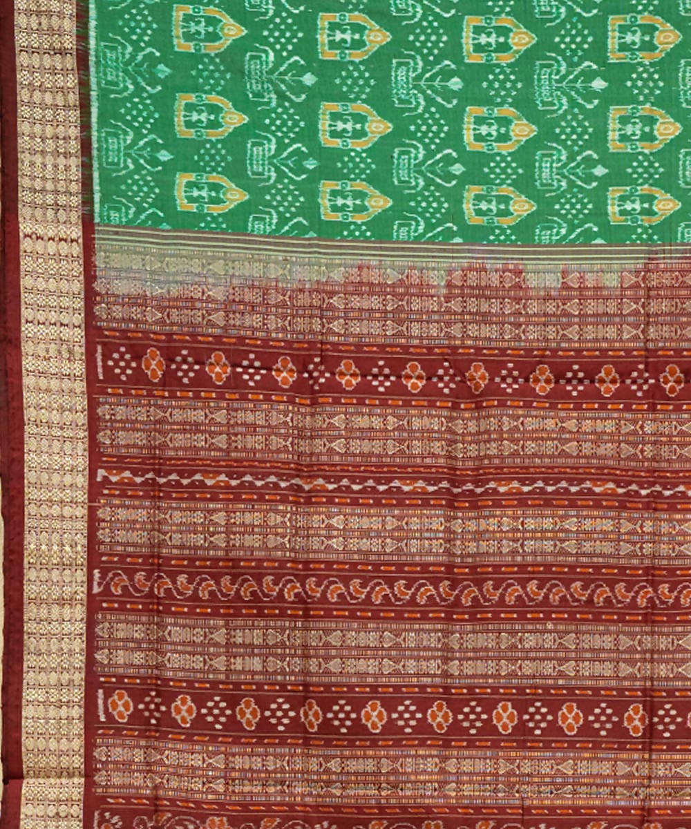 Green ikat silk handloom sambalpuri saree