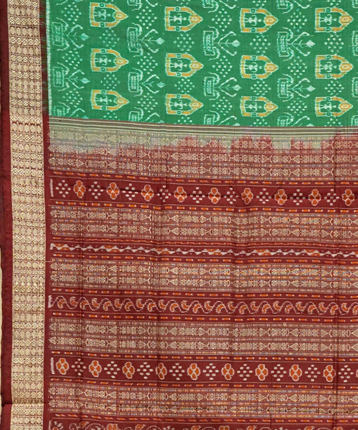 Green ikat silk handloom sambalpuri saree