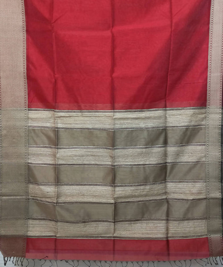 Red handloom cotton silk maheshwari saree