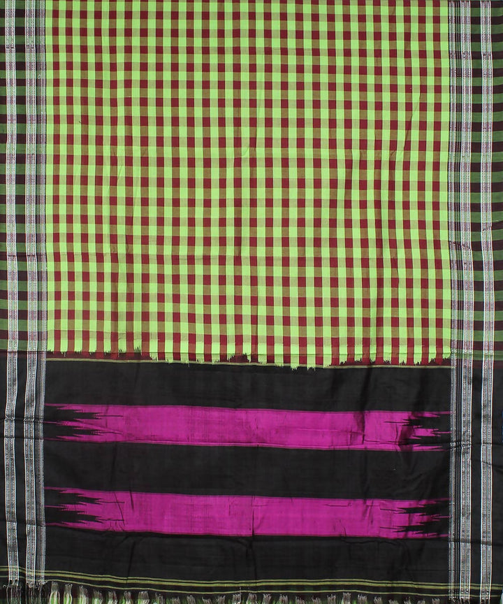 green maroon checks handwoven gomi teni border ilkal saree