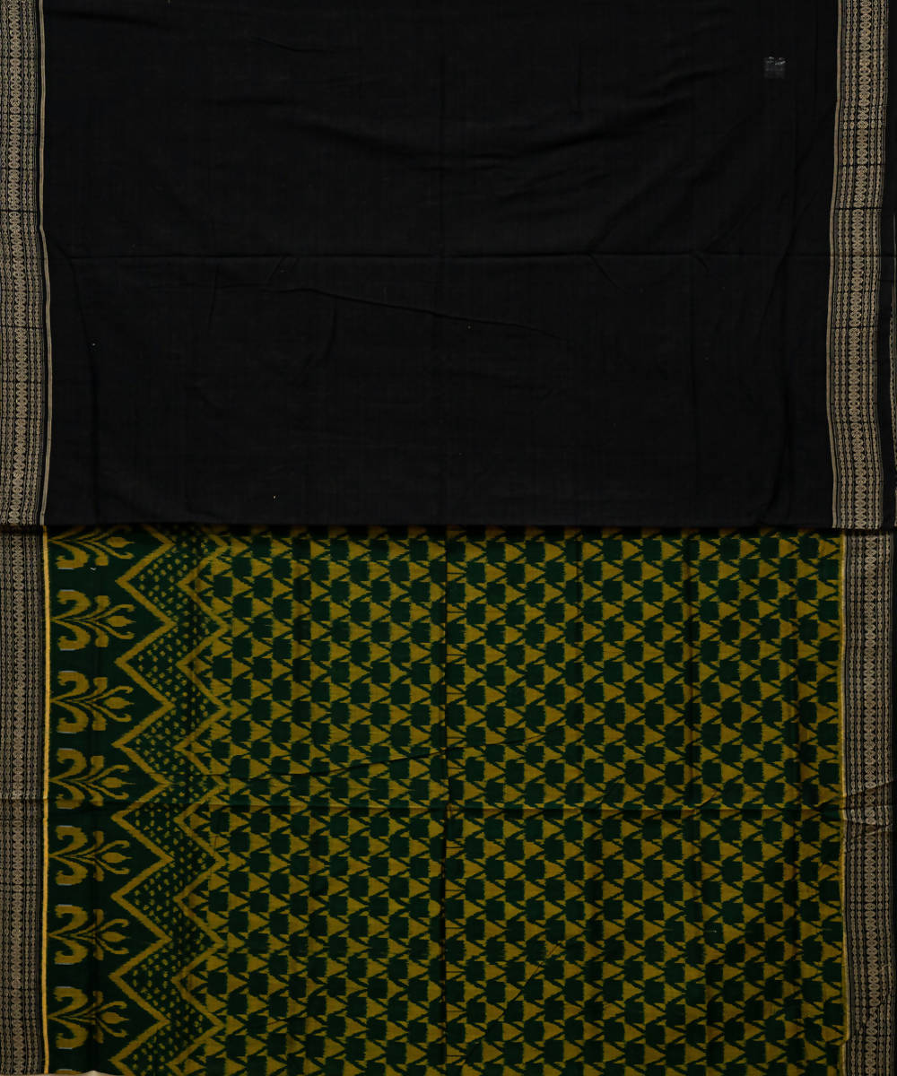 Calpoly pomona green mustard yellow handloom cotton sambalpuri saree