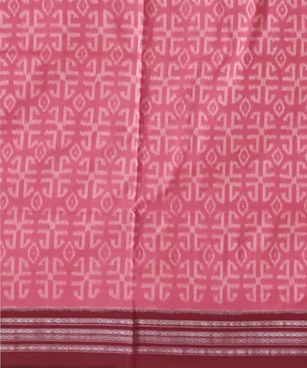 Blush pink burgundy handwoven cotton ikat nuapatna saree