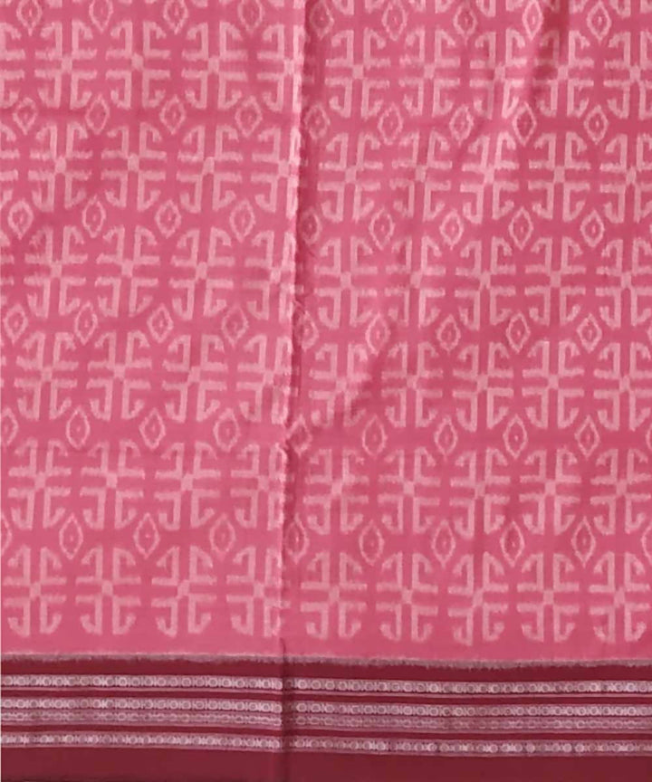 Blush pink burgundy handwoven cotton ikat nuapatna saree