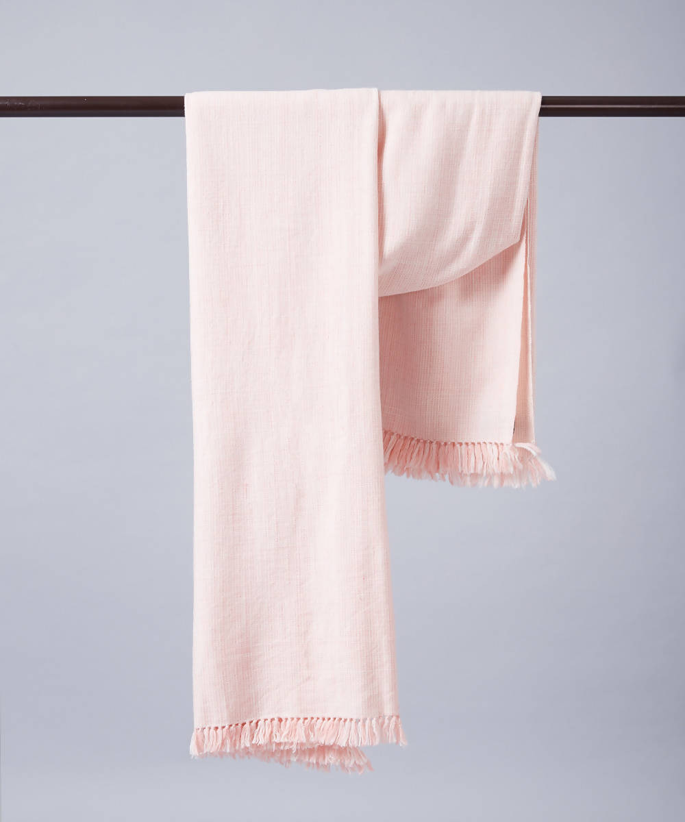 Baby pink white handwoven panchachuli wool mernotops shawl