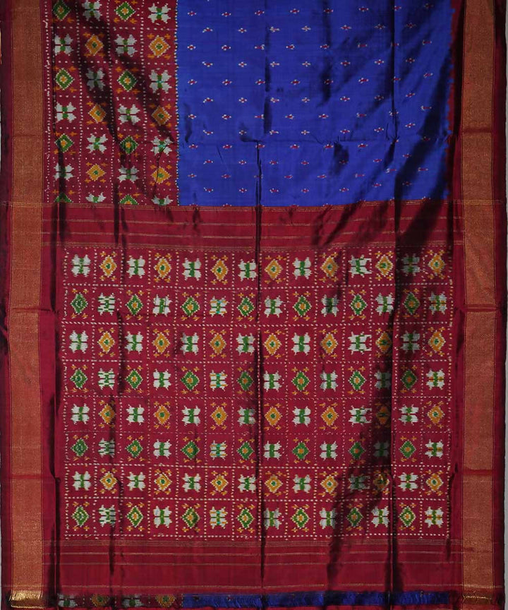 Navy blue handloom silk ikat pochampally saree