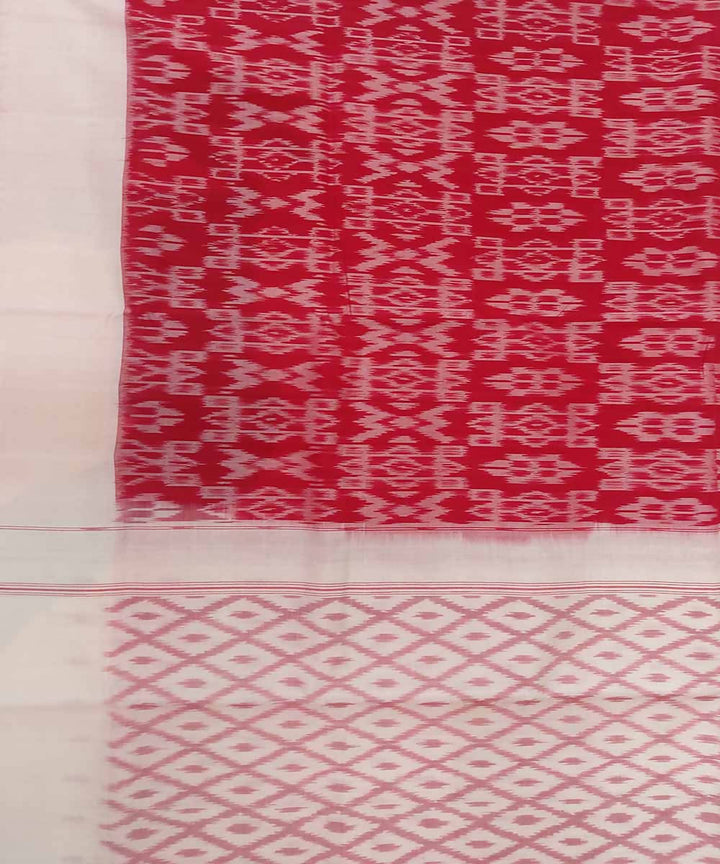 Ruby red handloom cotton ikat pochampally saree