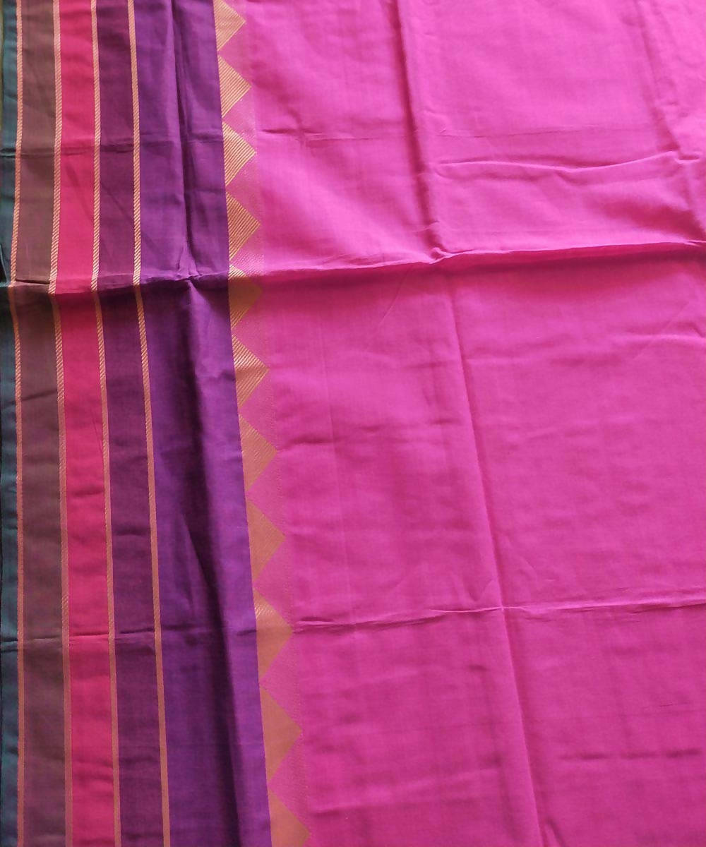 Venkatagiri light pink hand woven cotton saree