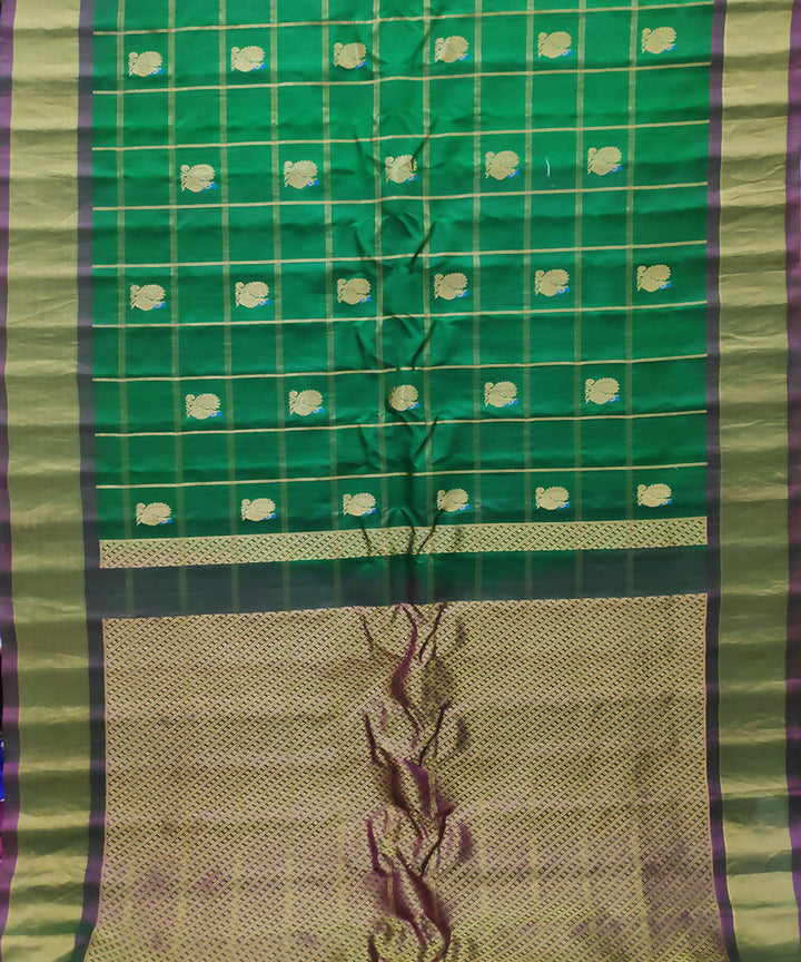 Green Handwoven Gadwal Butta Work Silk Saree