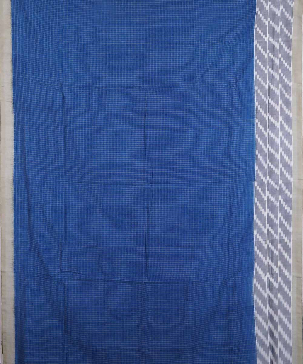 Blue white cotton handloom ikat pochampally saree