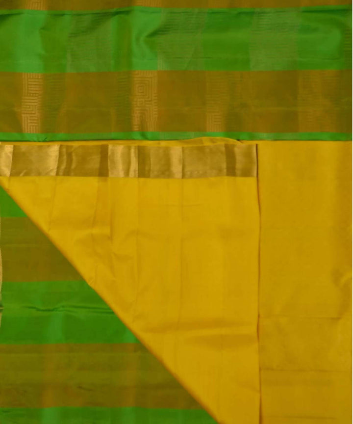 Green Yellow Stripe Handloom Soft Silk Saree