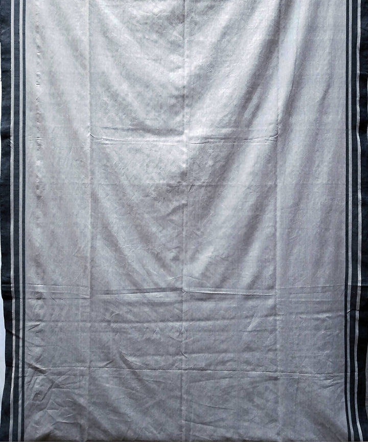 Grey black handwoven extra weft cotton saree