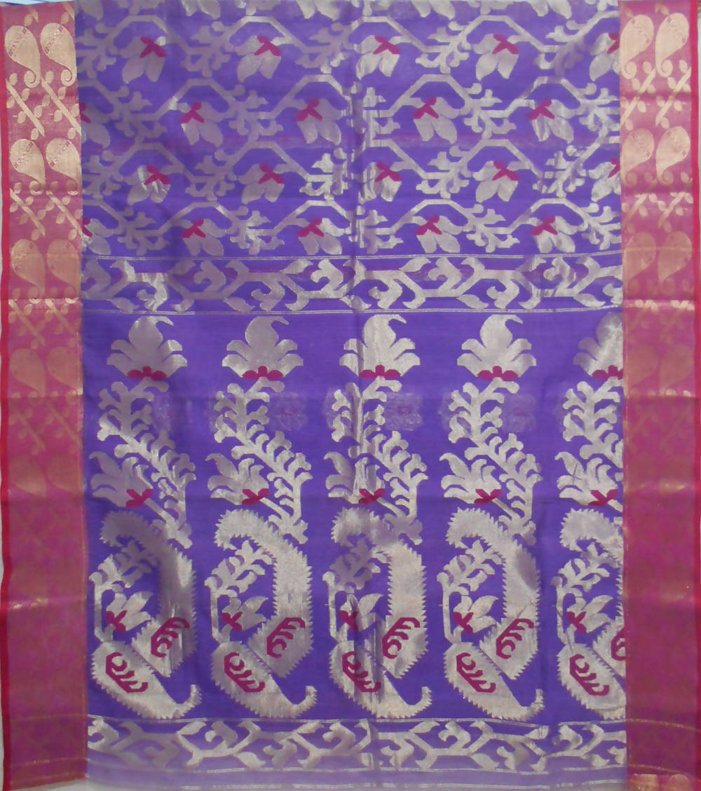 Bengal handloom lavender blue tangail cotton saree