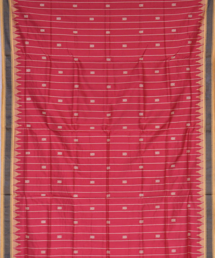 Red handwoven silk bomkai saree