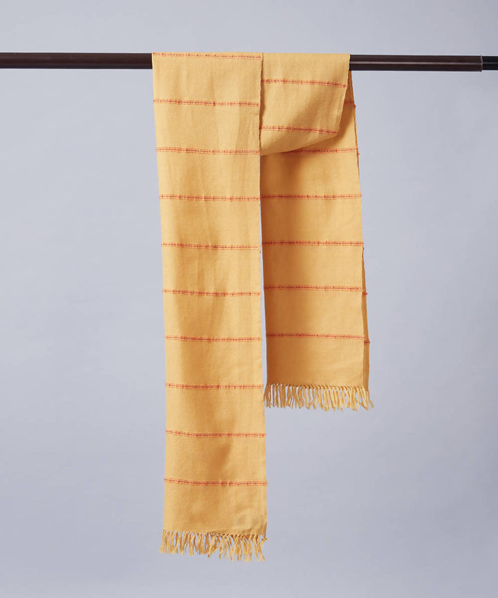 Yellow handwoven panchachuli wool lambswool scarf