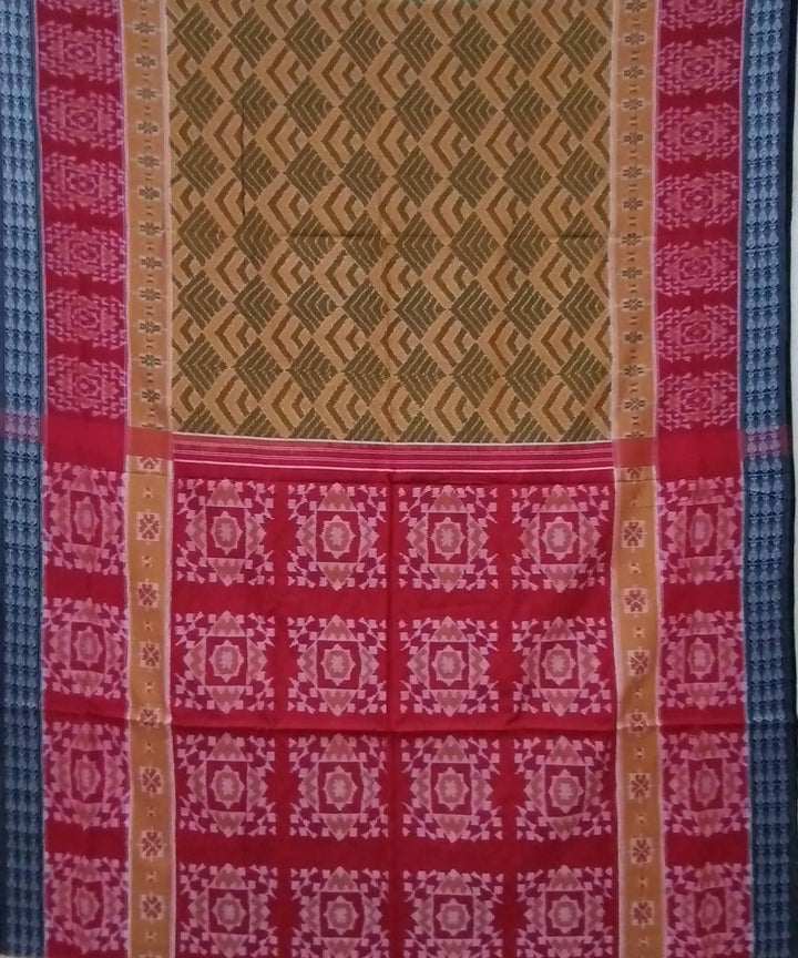 Multicolor teal green cotton handloom sambalpuri saree